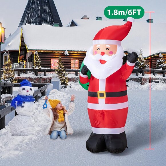 🆕6FT Christmas Inflatable Blow up Santa Claus Carrying Gift Outdoor Decoration - Picture 4 of 10